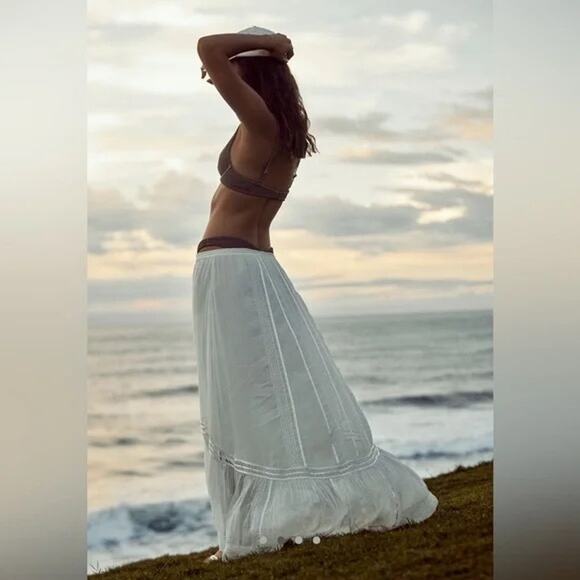 FREE‎ PEOPLE FP ONE MONTANA MAXI SKIRT - IVORY- NWOT-  SZ:L - Picture 4 of 5